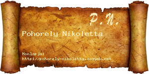 Pohorely Nikoletta névjegykártya